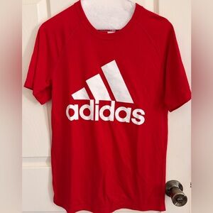 adidas Red Short-Sleeve Tee with White Logo